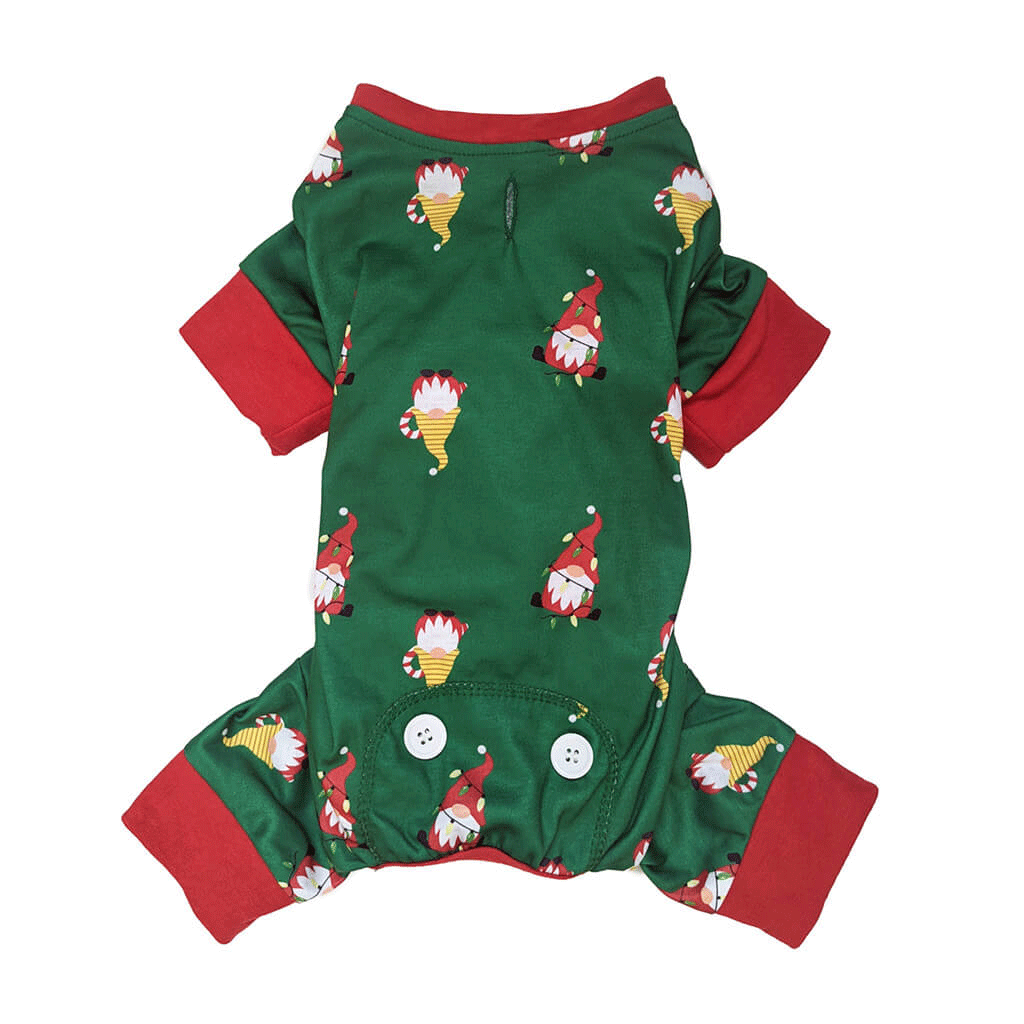 FASHION PET Holiday Gnome PJ'S Green XS