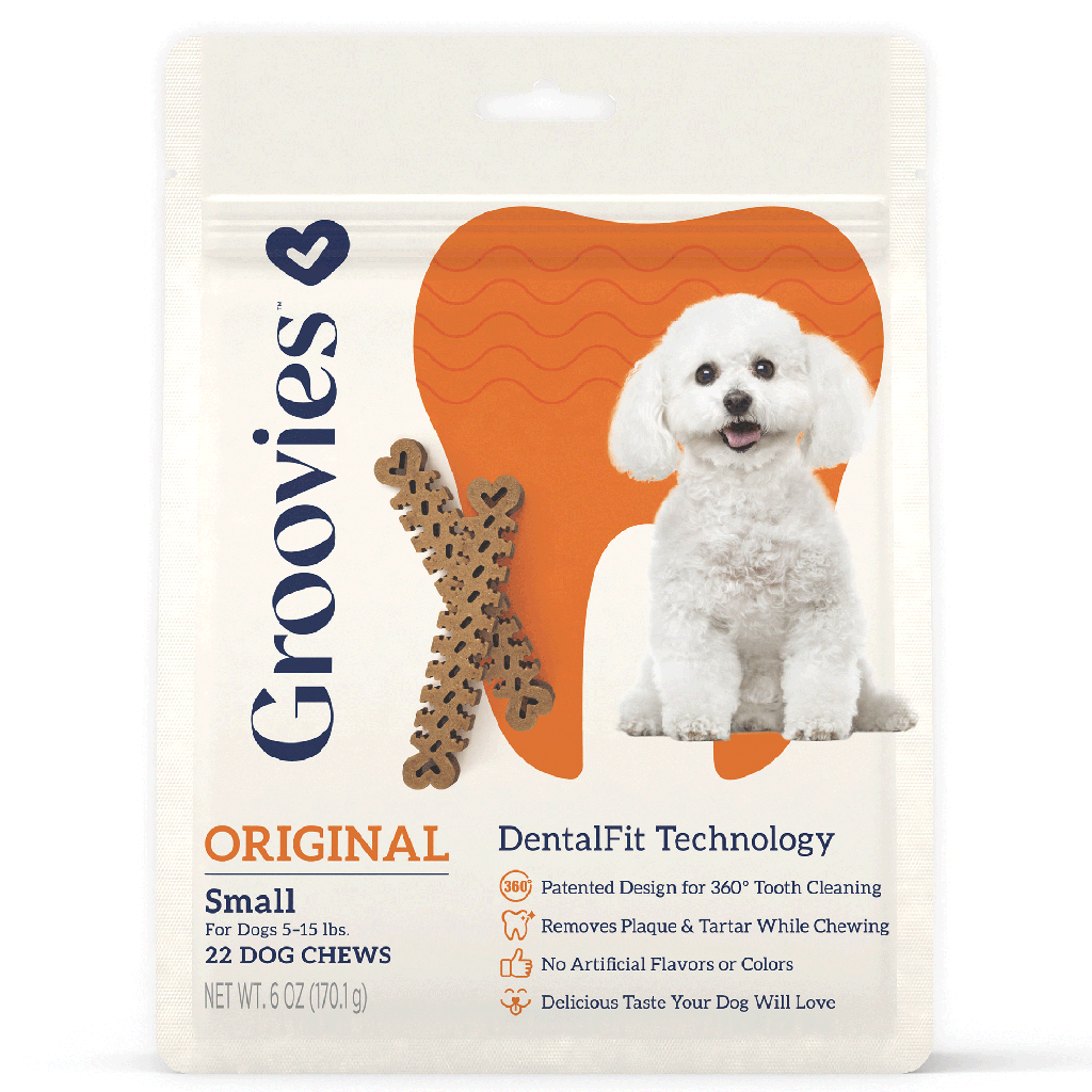 GROOVIES Dog Dental Chews 6oz Small 22ct