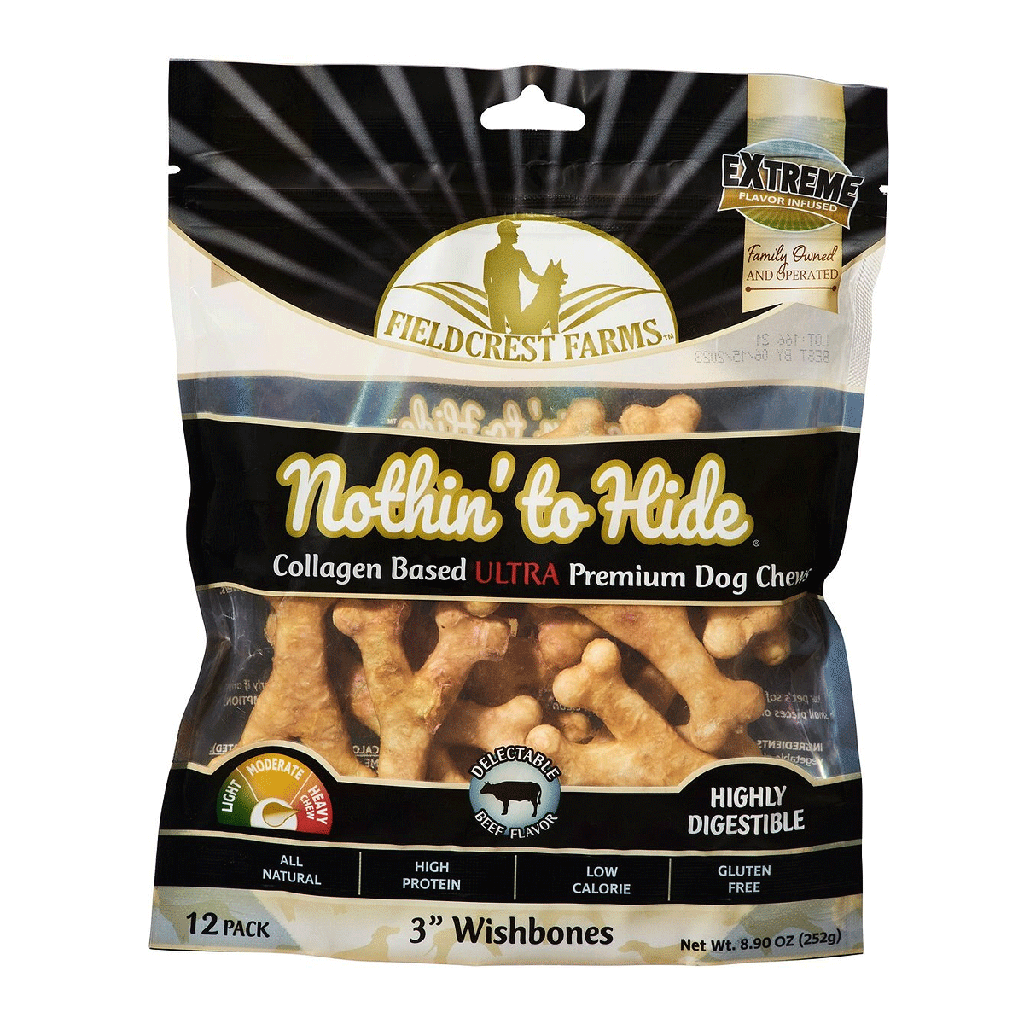 ^FIELDCREST FARMS Nothin' To Hide Ultra Wishbone 3" Chicken 12pk