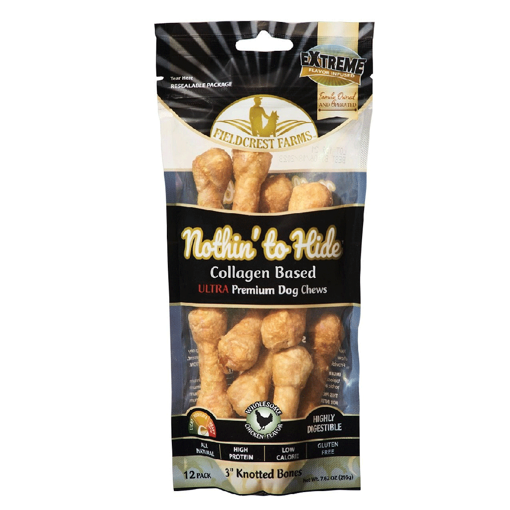 FIELDCREST FARMS Nothin' To Hide Ultra Knotted Bone 3" Chicken 12pk