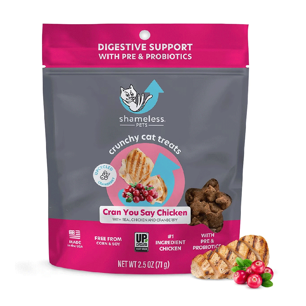 SHAMELESS PETS Crunchy Cat Treats Cran You Say Chicken 2.5oz