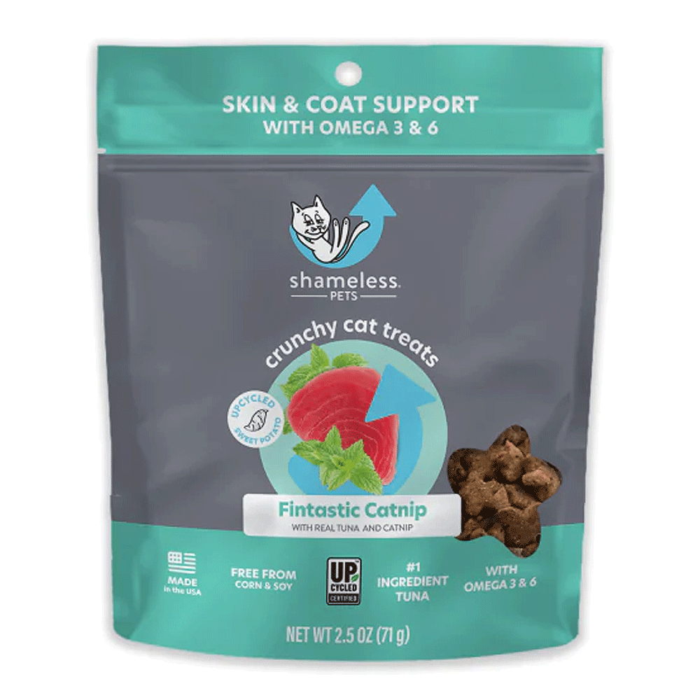 SHAMELESS PETS Crunchy Cat Treats Fintastic Catnip 2.5oz