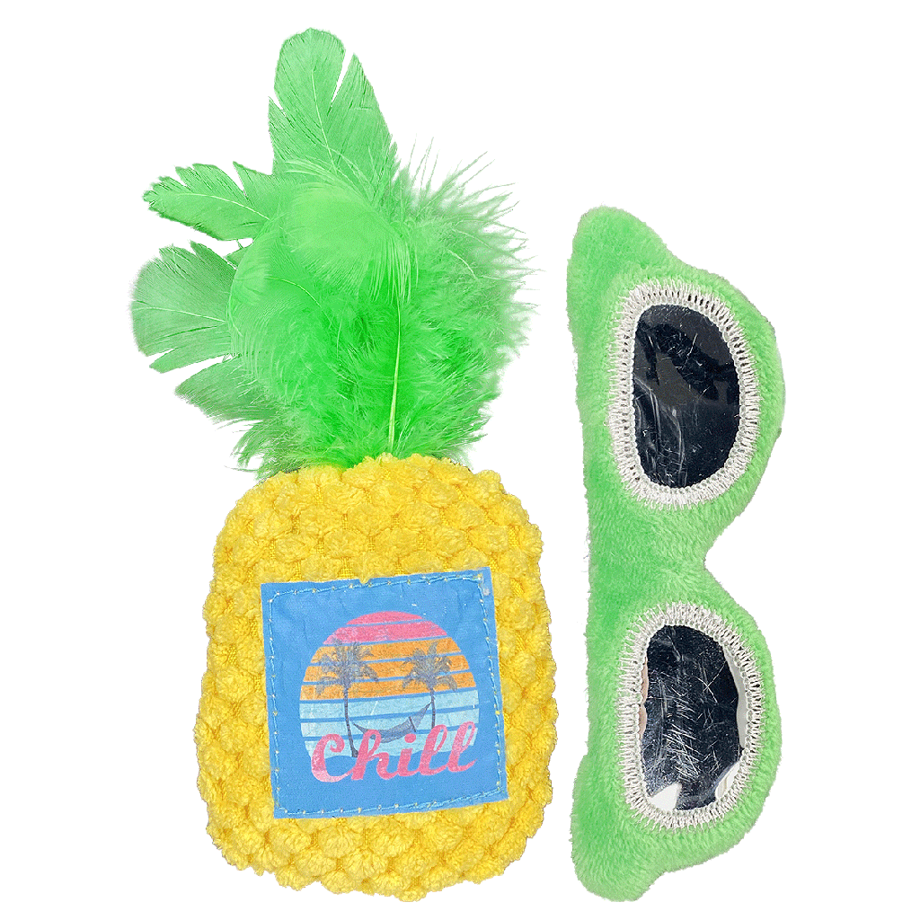 MULTIPET Margaritaville (Sunglasses/Pineapple) 2pk Cat Toy
