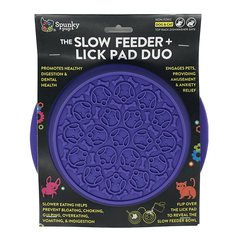 SPUNKY PUP Slow Feeder & Lick Pad Duo Combo Bowl