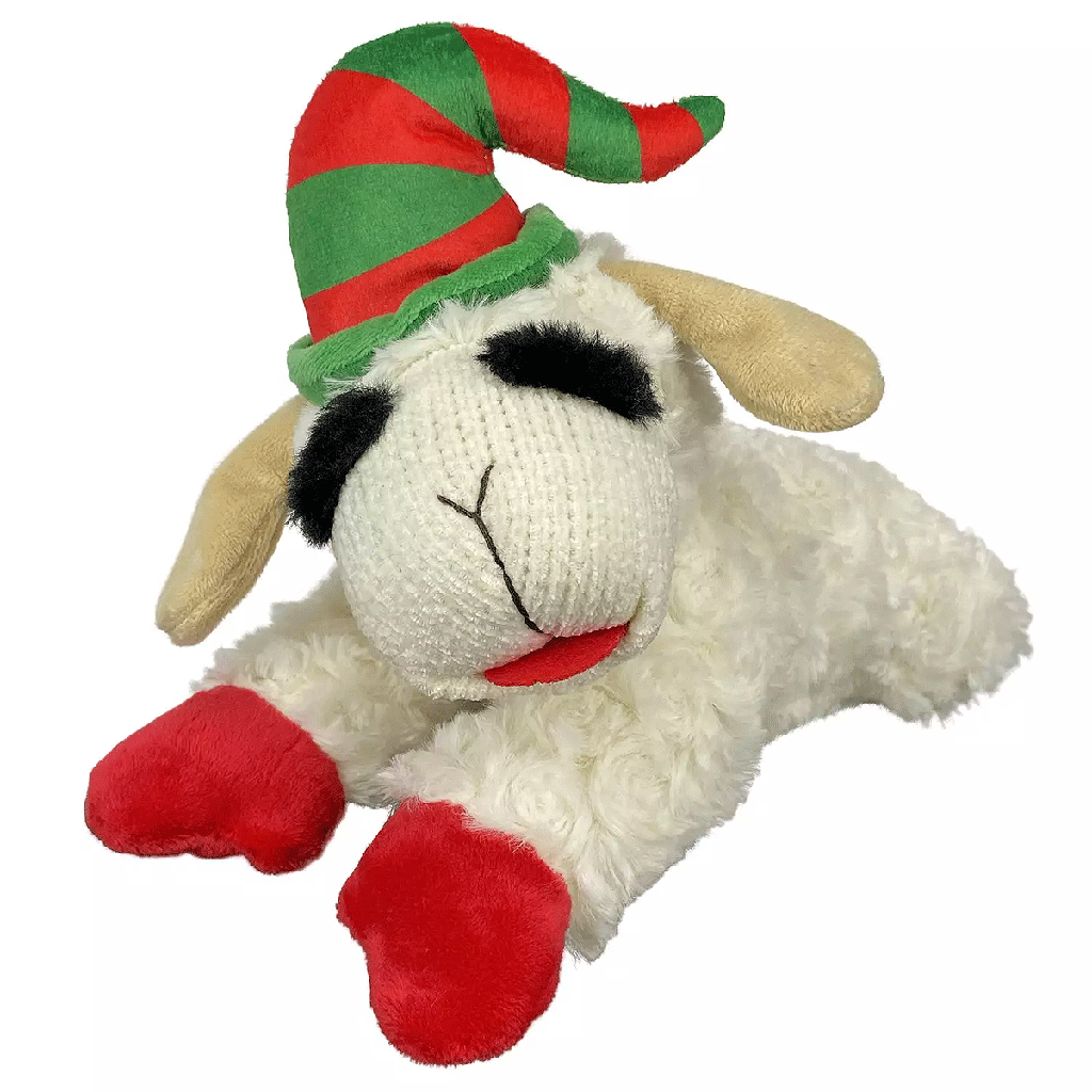 MULTIPET Holiday Lamb Chop w/Elf Hat 10"