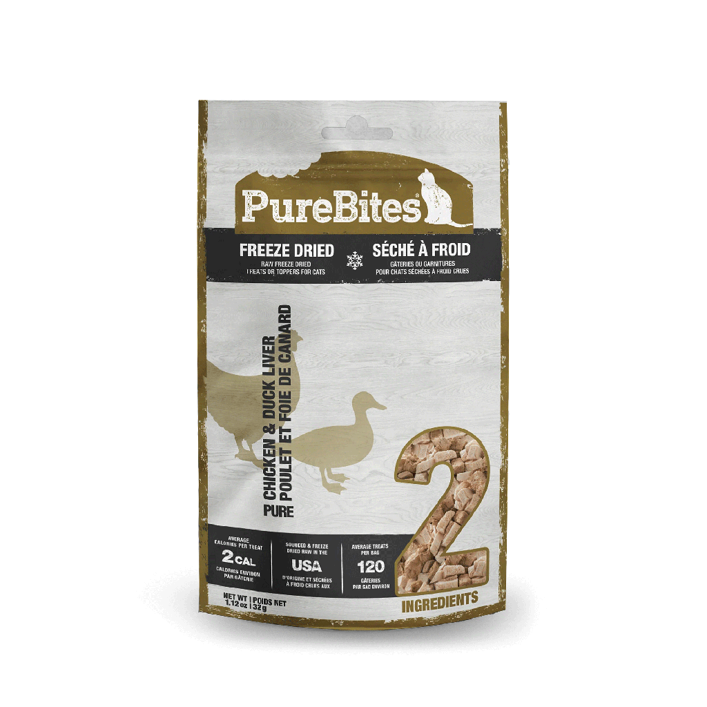 PURE BITES Cat Treats Freeze Dried Chicken Breast & Duck 1.12oz