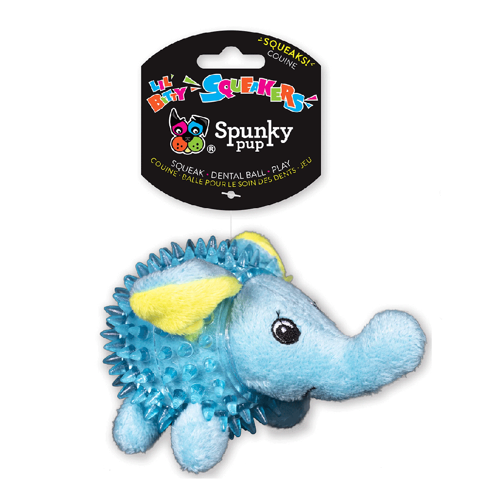 SPUNKY PUP Lil' Bitty Squeakers Clear Spiky Elephant