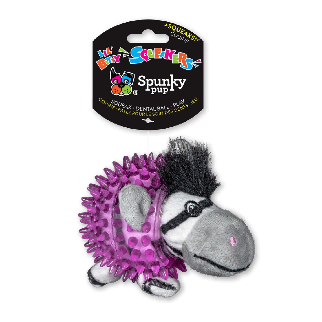 SPUNKY PUP Lil' Bitty Squeakers Clear Spiky Zebra