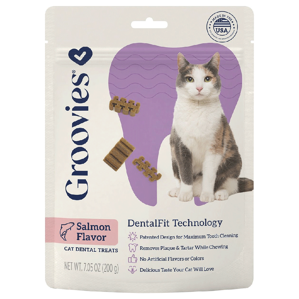 GROOVIES Dental Cat Treats Salmon 7.05oz