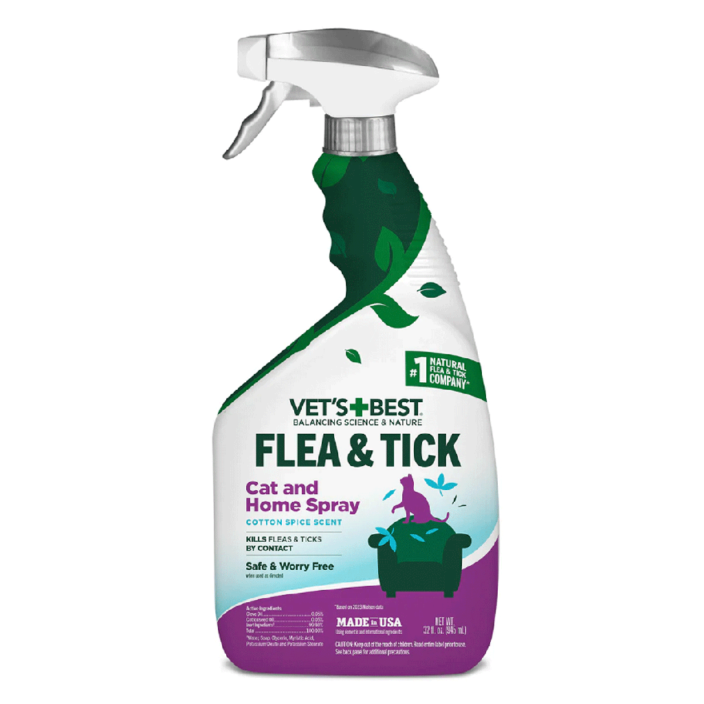 VETS BEST Flea + Tick Home Spray For Cats 32oz