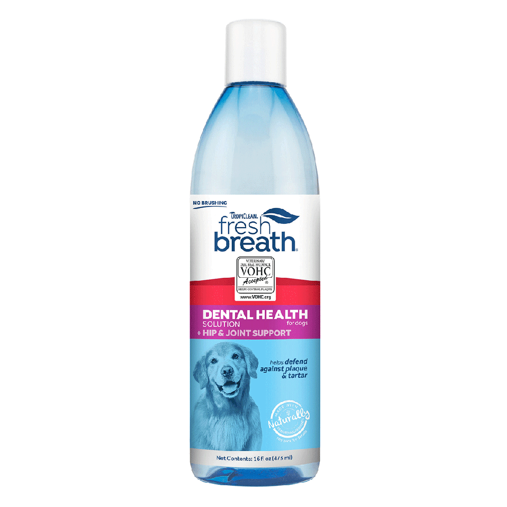 TROPICLEAN FreshBreath Dental Health Solution+ Hip & Joint Dogs 16oz