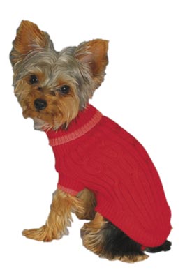 *FASHION PET Classic Cable Sweater Red XXS