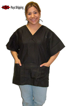 *STYLIST WEAR Scrub Top Crinkle Nylon Black L