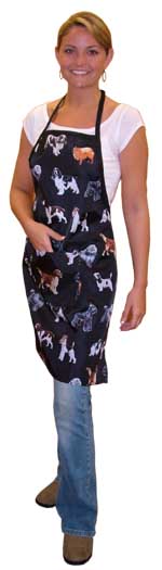 STYLIST WEAR Bib Apron Nylon Black w/Dogs