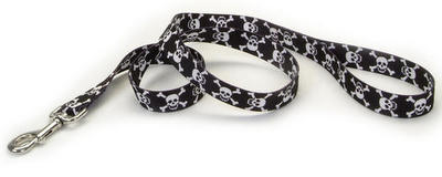 PET ATTIRE Lead - 6' x 5/8 - Black w/Skulls