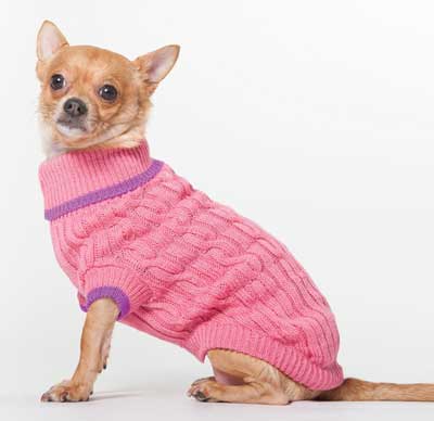 *FASHION PET Classic Cable Sweater Pink XS