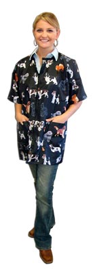 *STYLIST WEAR Patterned Scrub Top Black Breed XXL