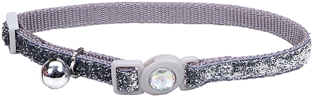 *COASTAL Safe Cat Fashion Collar 3/8 x 8-12 Inch - Silver Glitter