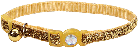 [CA6723 GOLD] *COASTAL Safe Cat Fashion Collar 3/8 x 8-12 Inch - Gold Glitter