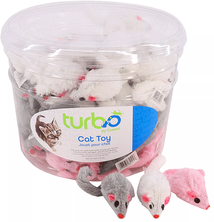 [CA80520] COASTAL TURBO CAT TOY BIN Furry Mice 90ct