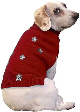 [FP60232 XS] *FASHION PET Sequin Stars Sweater XS Red