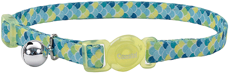 [CA6701 SCALES] COASTAL Safe Cat Fashion Breakaway Cat Collar - Lime Teal Scales