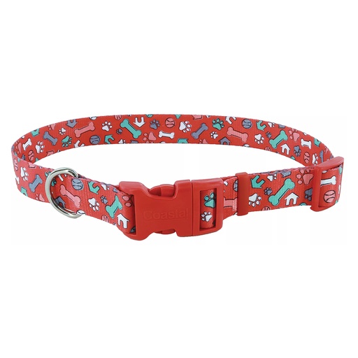 [CA6421 RED BN] PET ATTIRE Styles Adjustable Collar 5/8 x 10-14 Red Bone