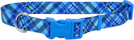 [CA6621 PLAID BN] PET ATTIRE Styles Adjustable Collar 3/4 x 14-20 Plaid Bones