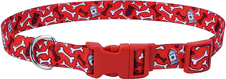 [CA6921 RED BN] PET ATTIRE Styles Adjustable Collar 1 x 18-26 Red Bone