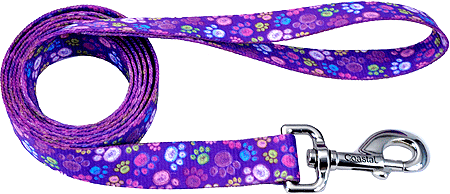 [CA364 PUR SP PAW] *PET ATTIRE Styles Dog Leash 3/8 x 4ft Purple Special Paws