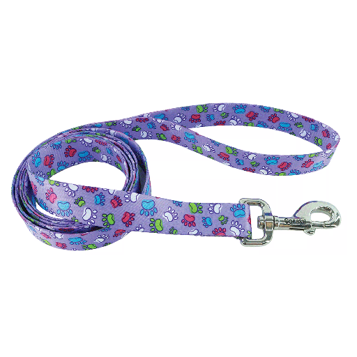 [CA366 PUR SP PAW] PET ATTIRE Styles Dog Leash 3/8 x 6ft Purple Special Paws