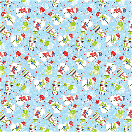 [BAN731] BANDANNA Holiday Snowmen Light Blue