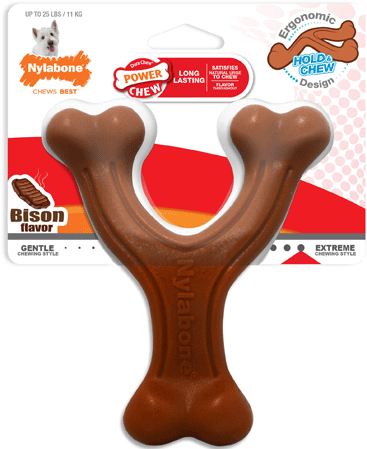 [NWB313] NYLABONE DuraChew Wishbone Power Chew Dog Toy Bison Regular