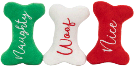 [ZPH01743] ZIPPY PAWS Holiday Miniz 3-Pack Naughty and Nice Bones