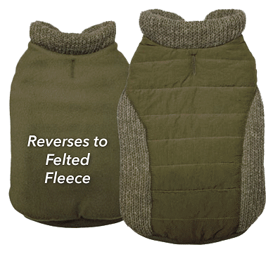 [FP70268 S] *FASHION PET Sweater Trim Puffy Coat Olive S