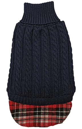 [FP60303 L] *FASHION PET Un-Tucked Cable Sweater Navy L