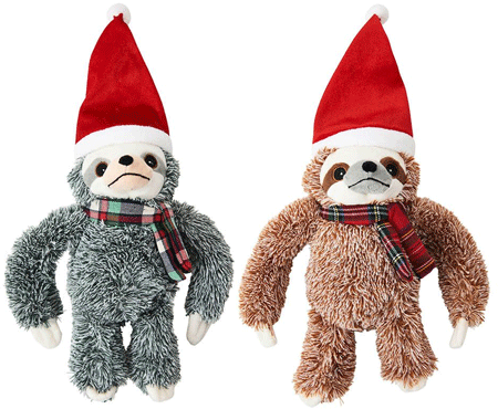 [EH58490] ETHICAL/SPOT Holiday Sloth Dog Toy 12" Asst