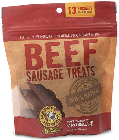 [HAP12000] HAPPY HOWIE'S Baker's Dozen Beef Sausage Treats 4"