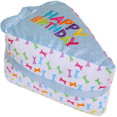 [MP48749] MULTIPET Birthday Cake Slice Dog Toy 6" Blue