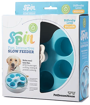 [PDH43062] PetDreamHouse SPIN Slow Feeder Pet Bowl Palette Blue