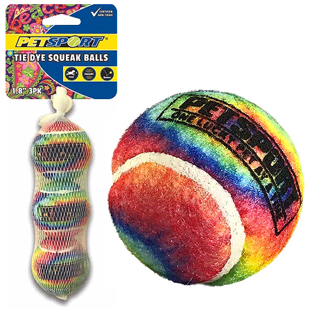 [PS70345] PETSPORT Tie Dye Squeak Balls 1.8" 3pk