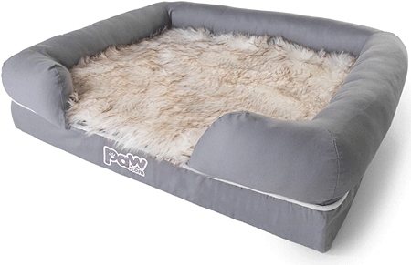 [PUP91083] *PAW PupLounge Memory Foam Bolster Bed & Topper Grey/White M/L