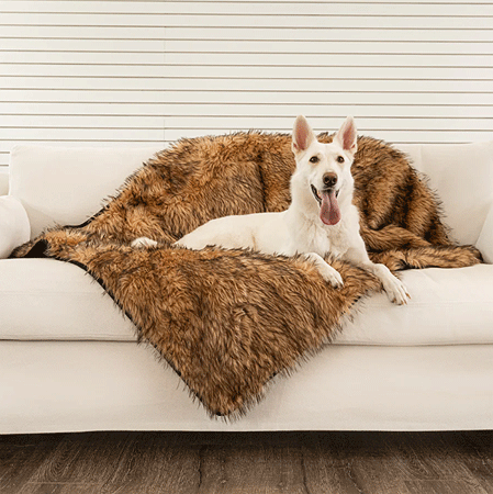 [PUP91286] *PAW PupProtector Waterproof Throw Blanket Faux Fur Sable Tan Original