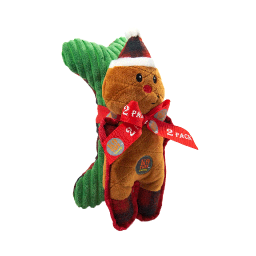 [OHH69279] OUTWARD HOUND Holiday Tuffins Gingerbread Man & Bone 2pk