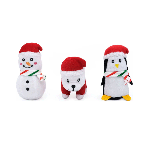 [ZPH68615] ZIPPYPAWS Holiday Miniz Festive Animals 3pk