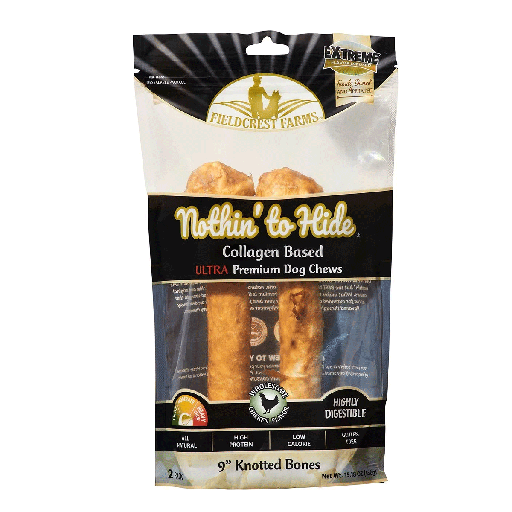 [FF63315] ^FIELDCREST FARMS Nothin' To Hide Ultra Knotted Bone 9" Chicken 2pk