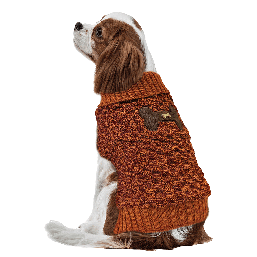 [FP60547 S] *FASHION PET Bone Accent Sweater Orange S