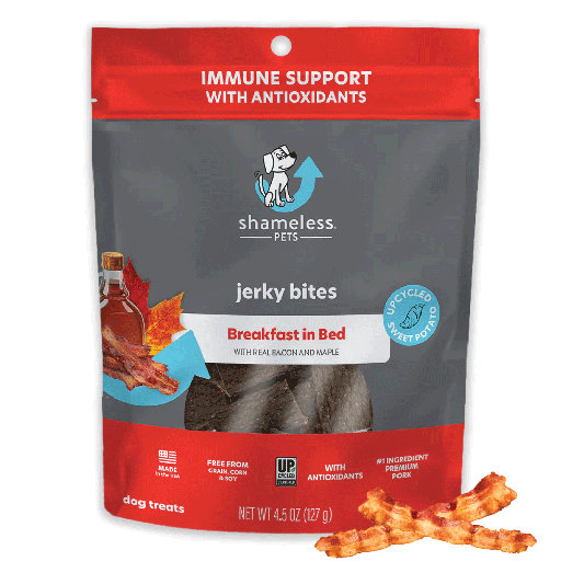 [SHP73763] SHAMELESS PETS Jerky Bites Breakfast In Bed 4.5oz