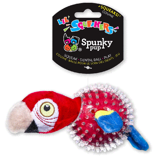 [SKP00320] *SPUNKY PUP Lil' Squeakers Clear Spiky Parrot