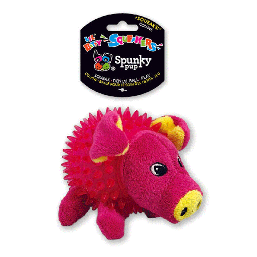 [SKP00874] SPUNKY PUP Lil' Bitty Squeakers Clear Spiky Pig